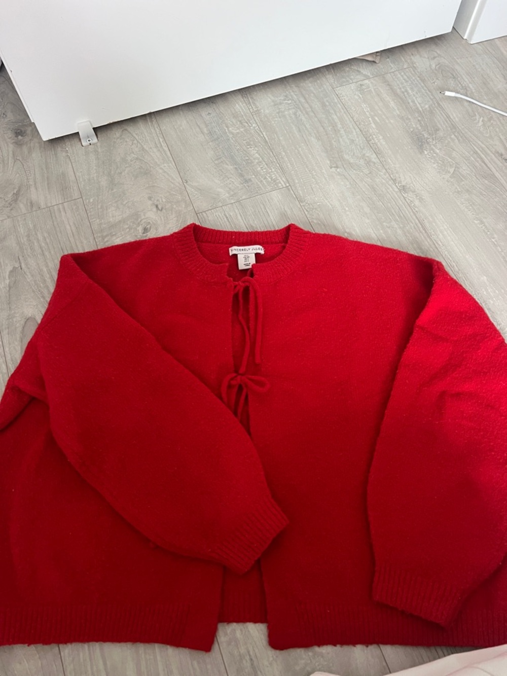 Red Tie-Front Sweater Cardigan